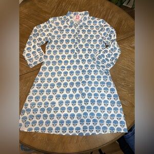 Victoria Dunn Dress blue and white design shirt dress